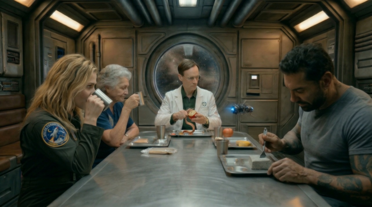 The crew in the mess hall